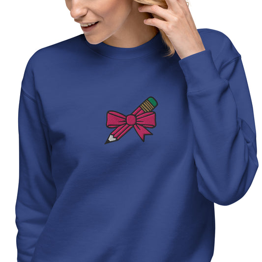 Cozy Embroidered Bow Crewneck